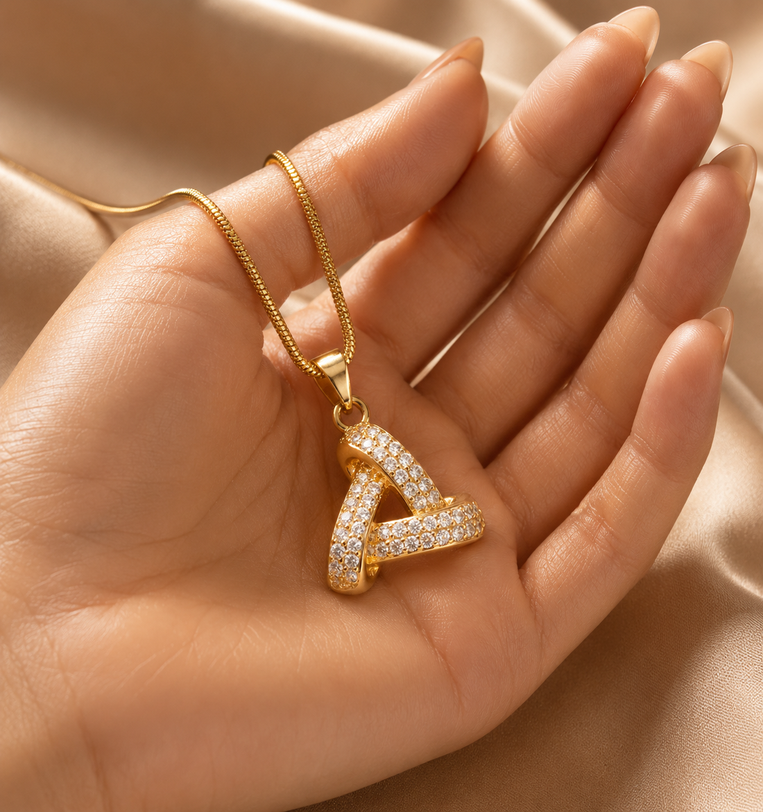 gold triangle pendant necklace for women