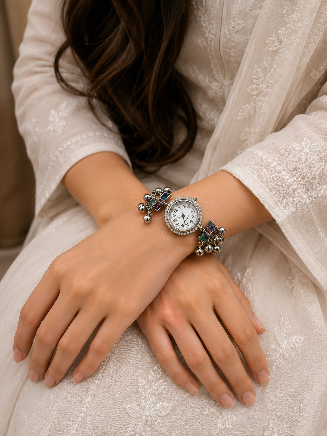 multicolor crystal charm watch
