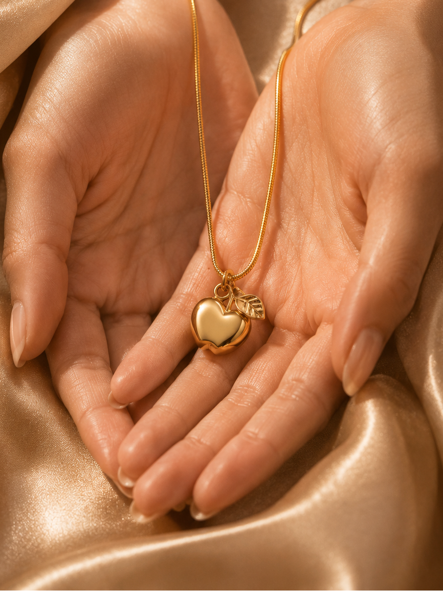shiny apple charm necklace