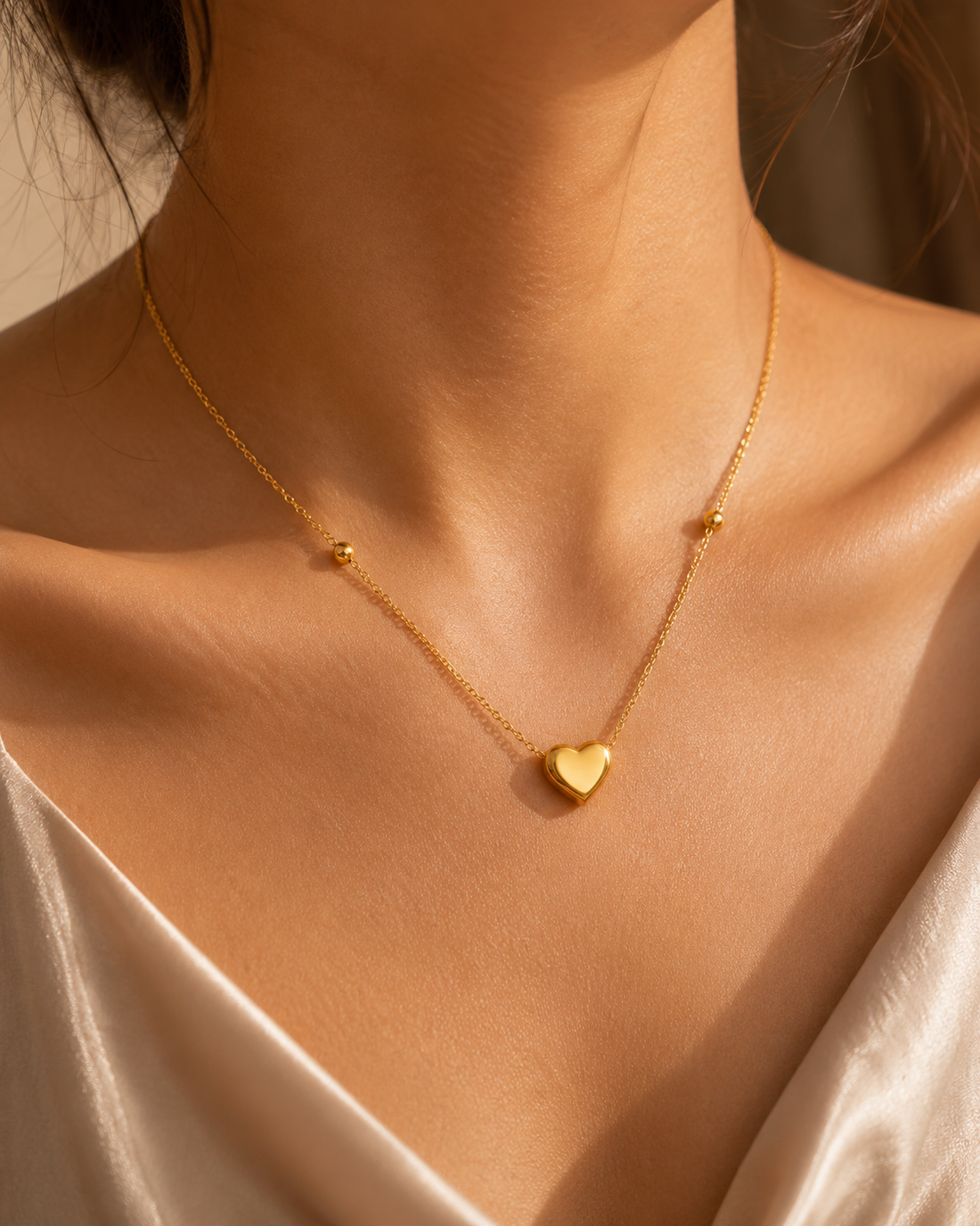 puff heart pendant necklace