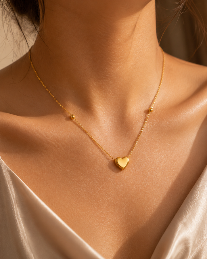 puff heart pendant necklace