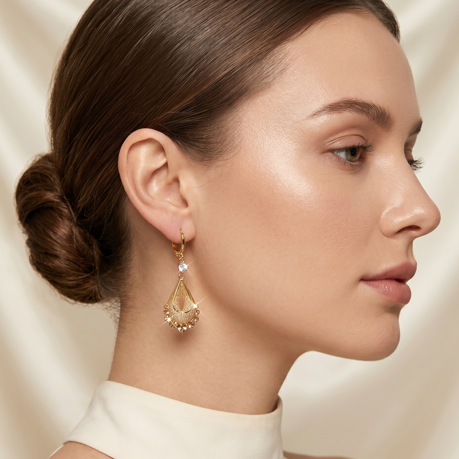 shiny gold crystal earrings
