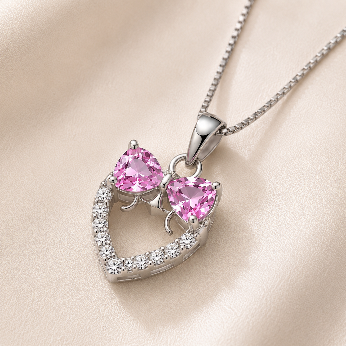 pink crystal necklace women
