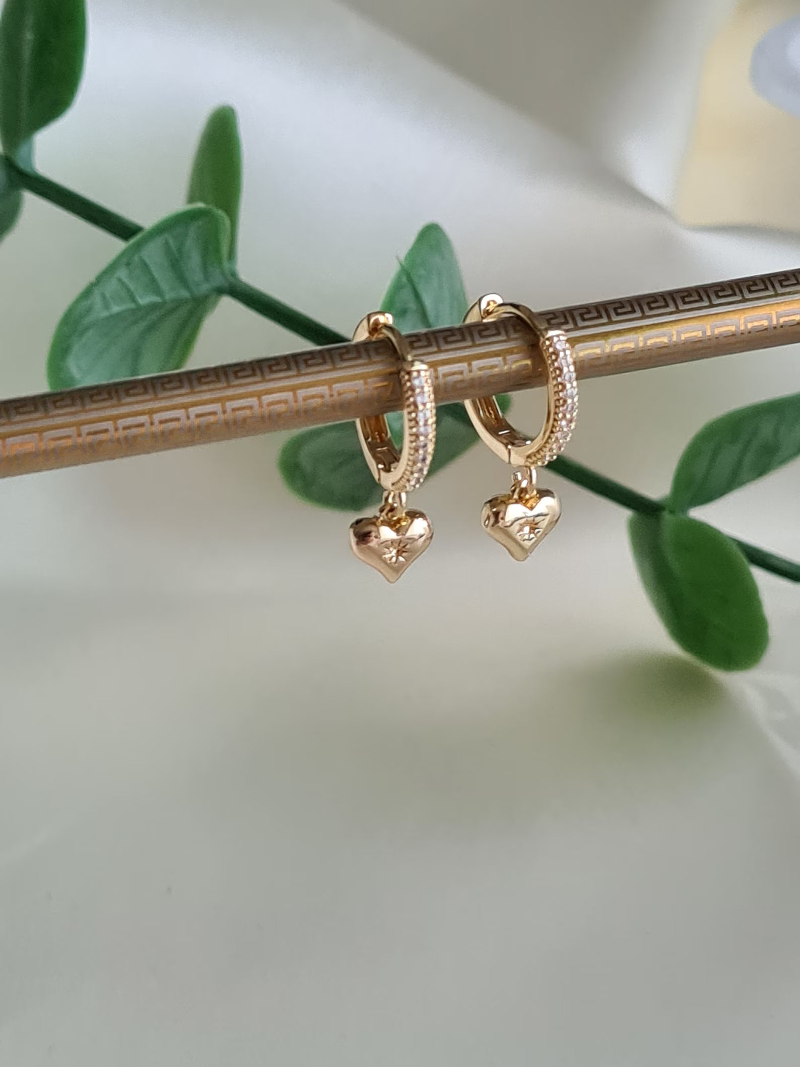 Orope’s Golden Heart Earrings made with 925 Pure Sterling Silver