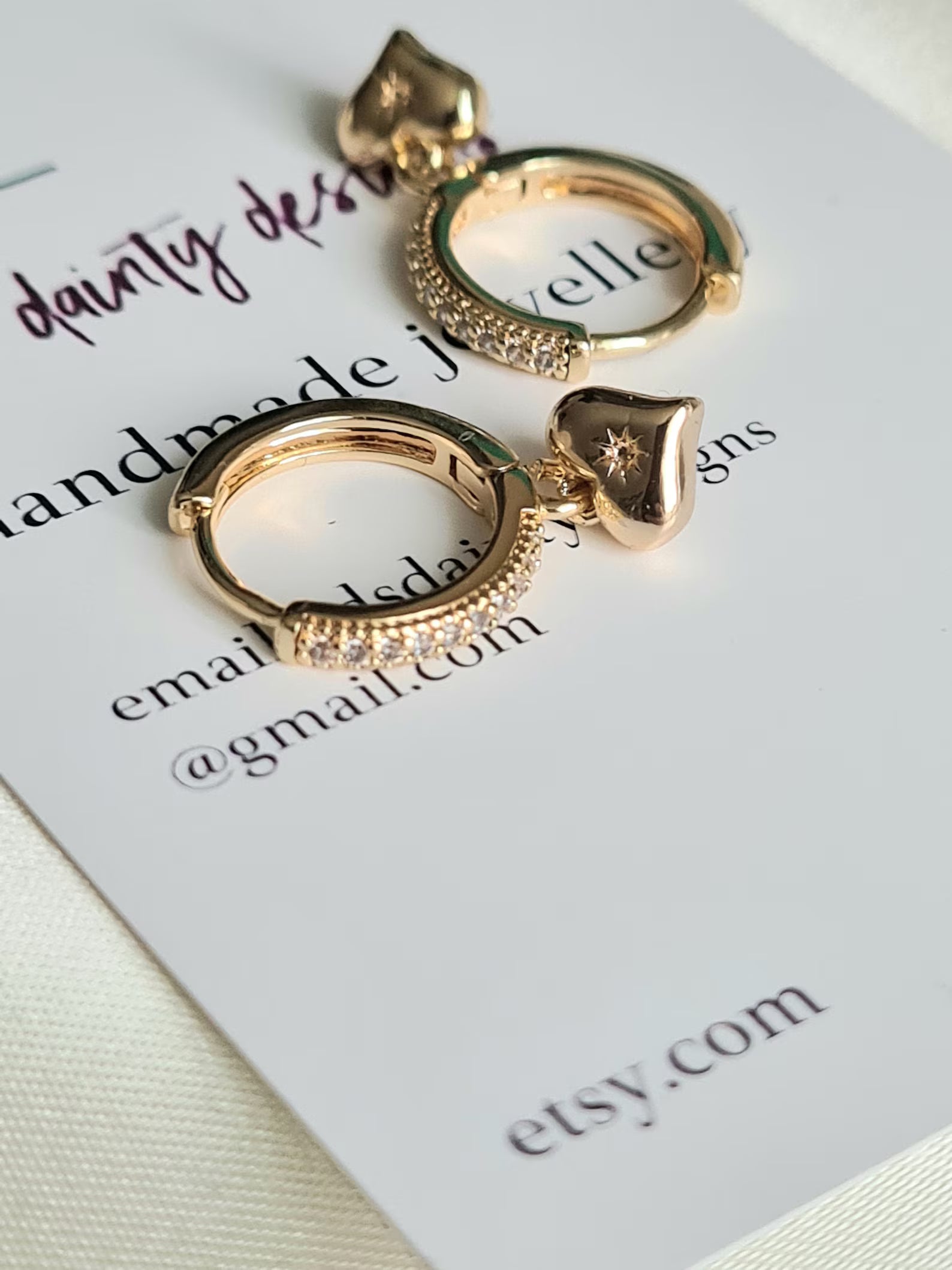 Orope’s Golden Heart Earrings made with 925 Pure Sterling Silver