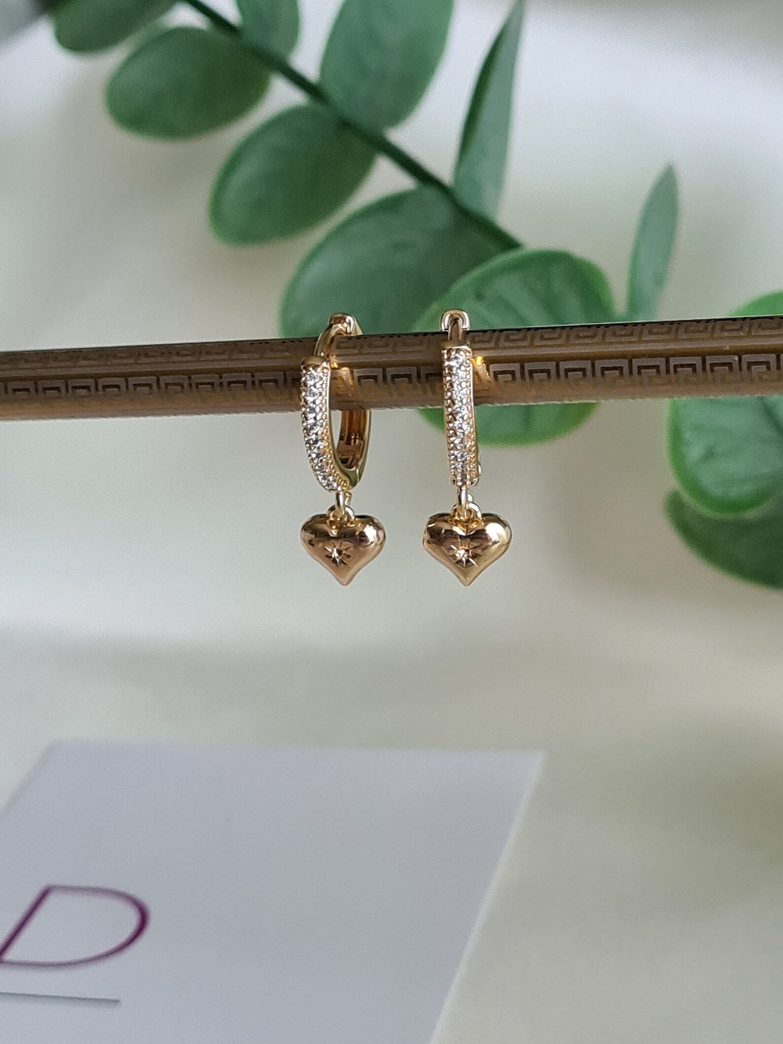 Orope’s Golden Heart Earrings made with 925 Pure Sterling Silver
