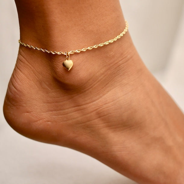 Orope’s Heart Twisted Anklet made with 925 Pure Sterling Silver