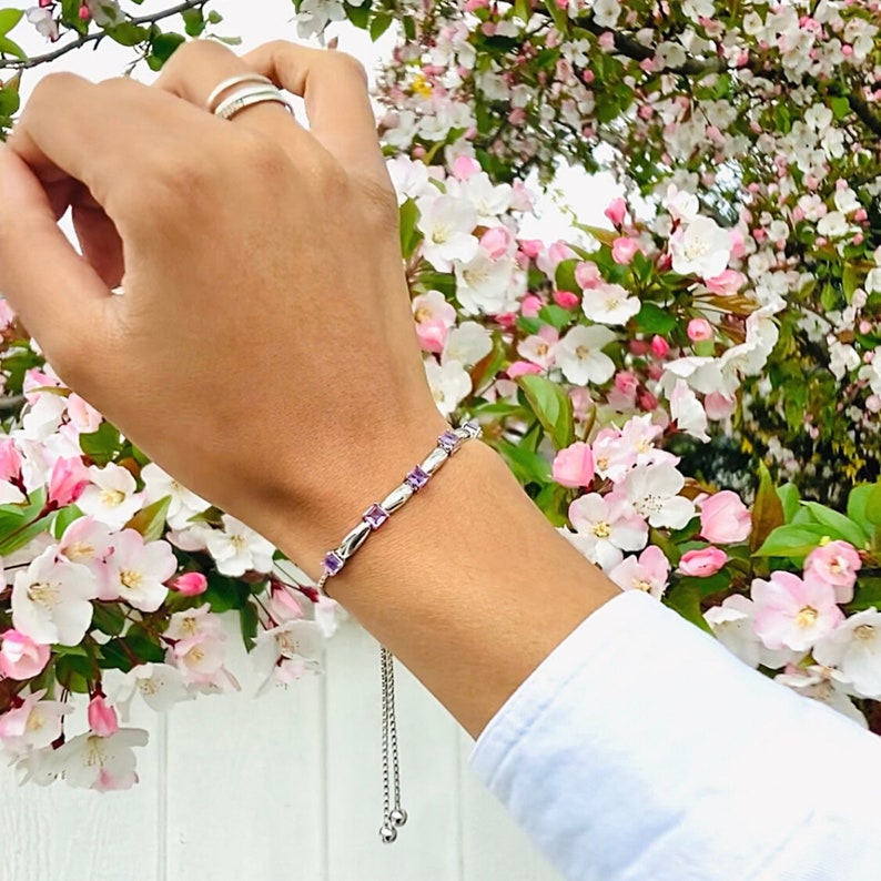 Orope’s Amethyst Bolo Bracelet made with 925 Pure Sterling Silver
