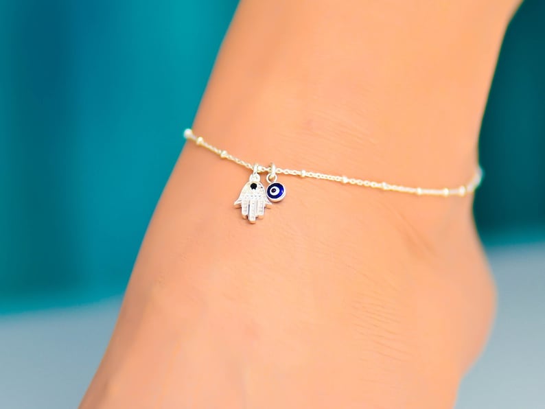 Orope’s Evil Eye Anklet made with 925 Pure Sterling Silver