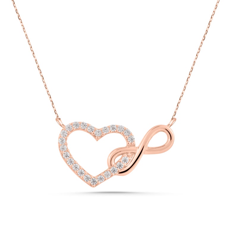 Orope's Heart & Infinity Diamond Necklace 925 Pure Sterling Silver