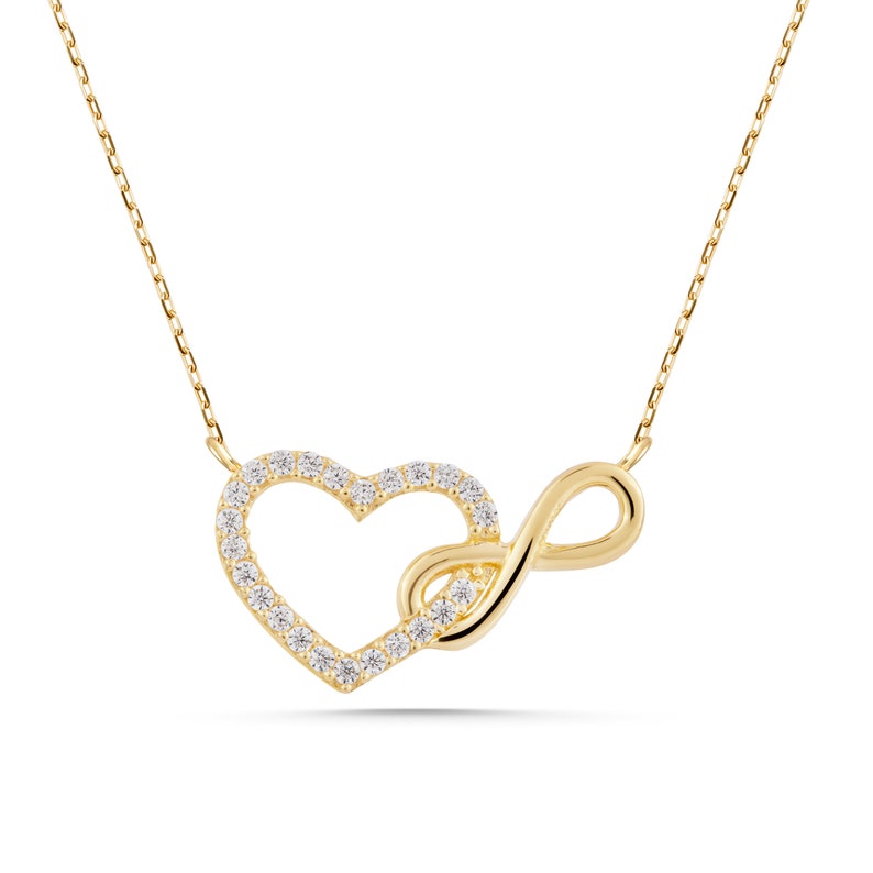Orope's Heart & Infinity Diamond Necklace 925 Pure Sterling Silver
