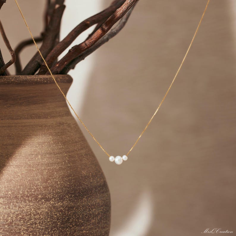 Orope's Dainty 3 Pearls Necklace 925 Pure Sterling Silver