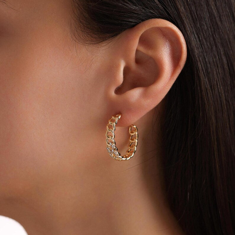 Orope's Pave Hoop Earrings 925 Pure Sterling Silver