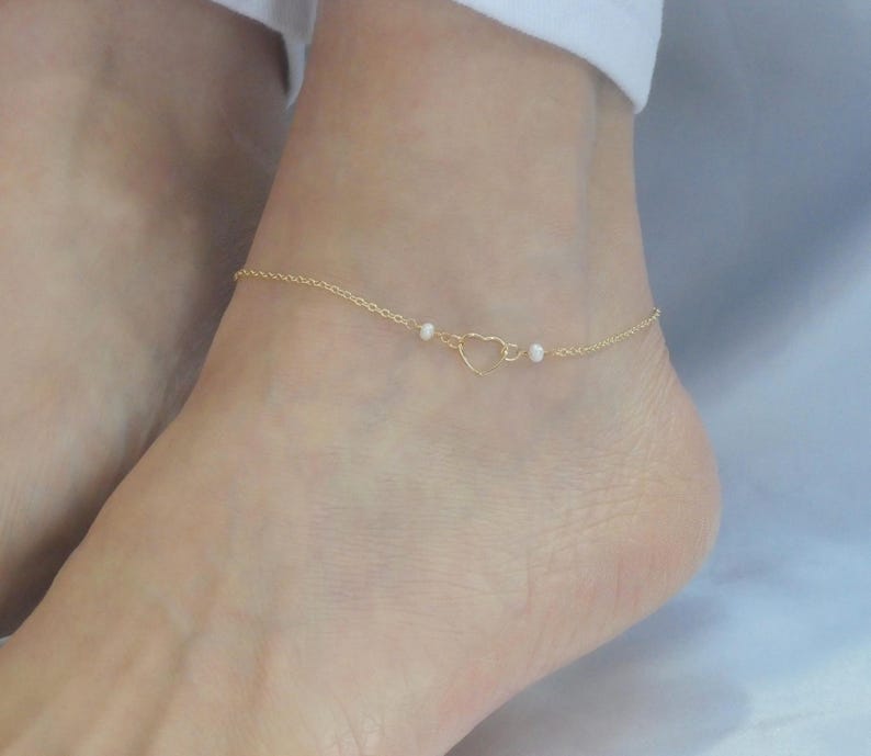 Orope's Pearl heart anklet 925 Pure Sterling Silver