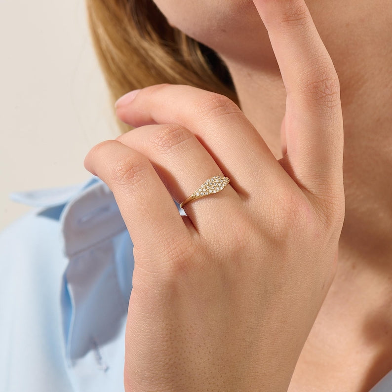 Orope’s Pave Signet Ring made with 925 Pure Sterling Silver