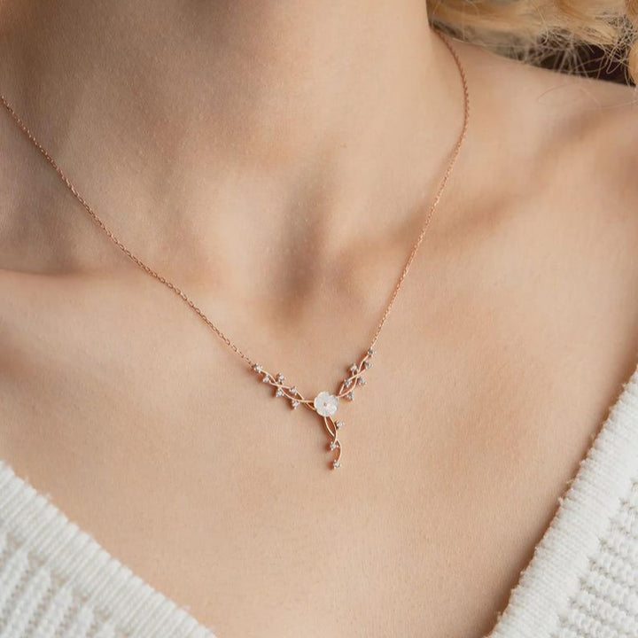 Orope's Magnolia Flower Necklace Made With 925 Pure Sterling Silver