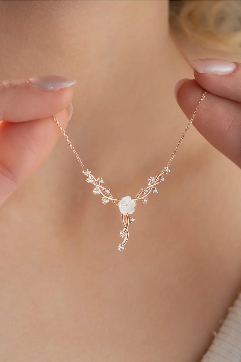 Orope's Magnolia Flower Necklace Made With 925 Pure Sterling Silver