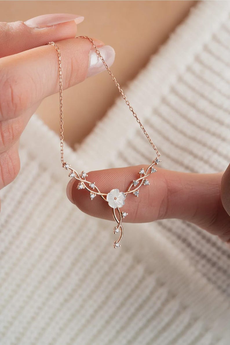 Orope's Magnolia Flower Necklace Made With 925 Pure Sterling Silver