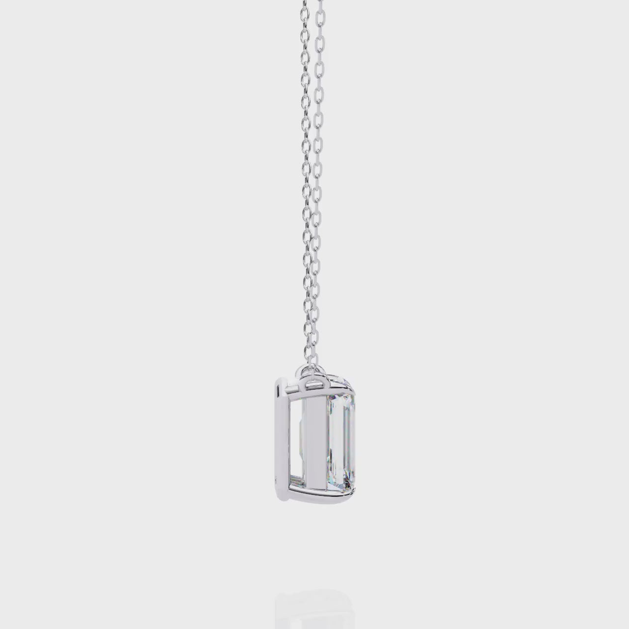 Rectangular Emerald Cut Diamond Necklace | 925 Sterling Silver