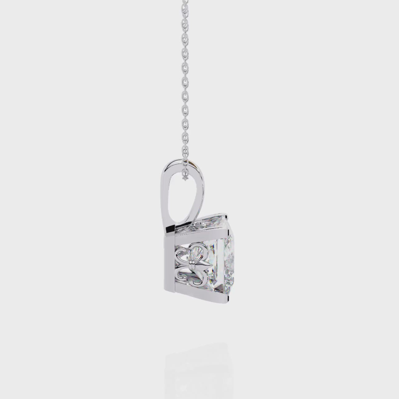 Celestial Prism Square Solitaire Necklace | 925 Sterling Silver