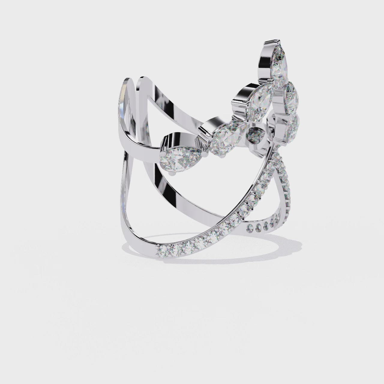 Luna Cascade Open Pear Ring | 925 Sterling Silver