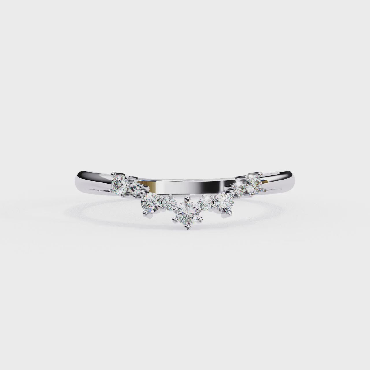 Tiara Glow Curved Stackable Ring | 925 Pure Sterling Silver