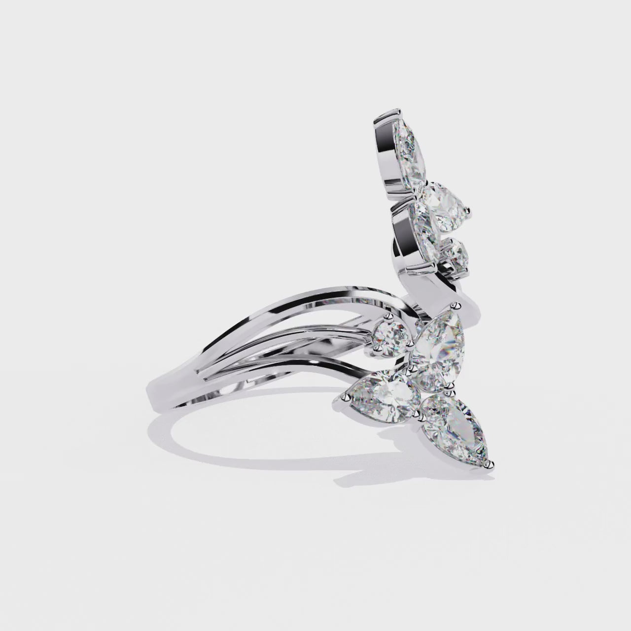 Luna Petal Pear-Cut Open Ring | 925 Sterling Silver