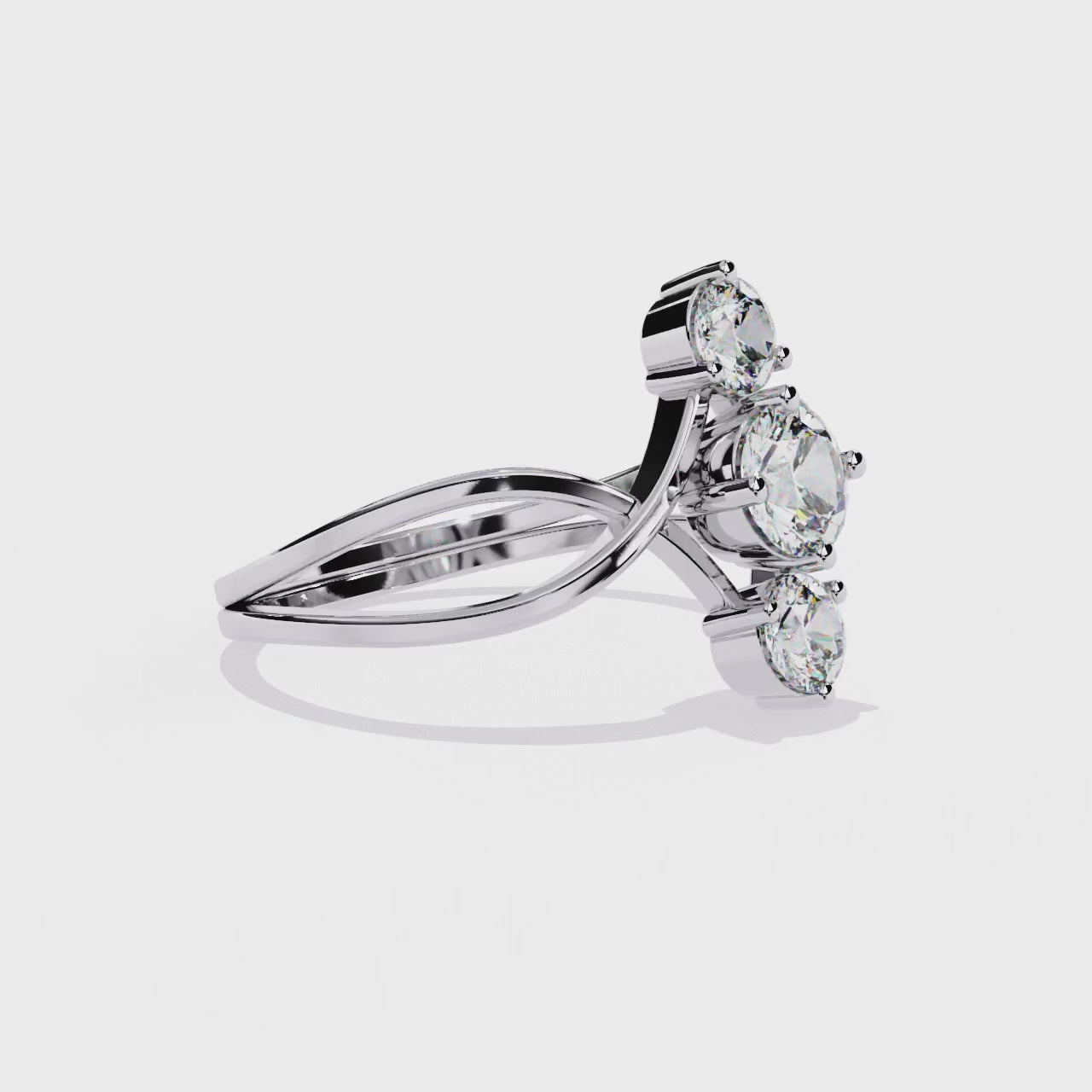 Celeste Arc Three-Stone Ring | 925 Sterling Silver