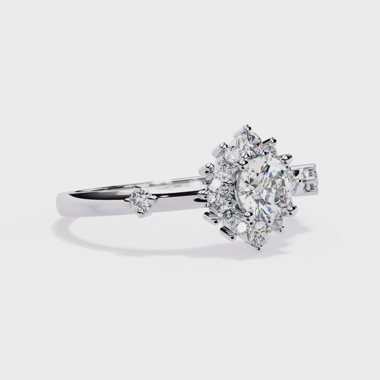 Celestial Crown Round-Cut Halo Ring | 925 Sterling Silver