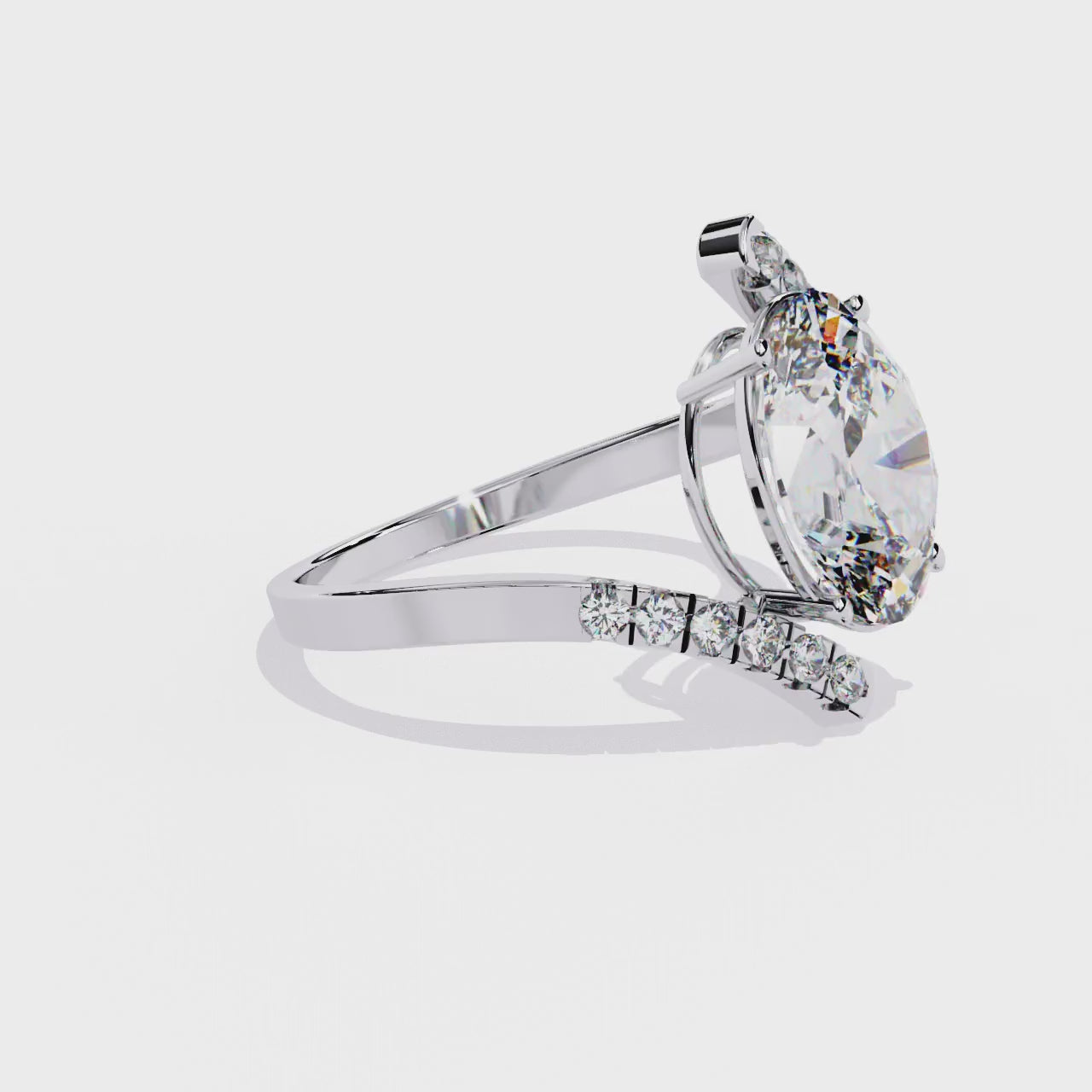 Ethereal Grace Pear-Cut Bypass Ring | 925 Sterling Silver