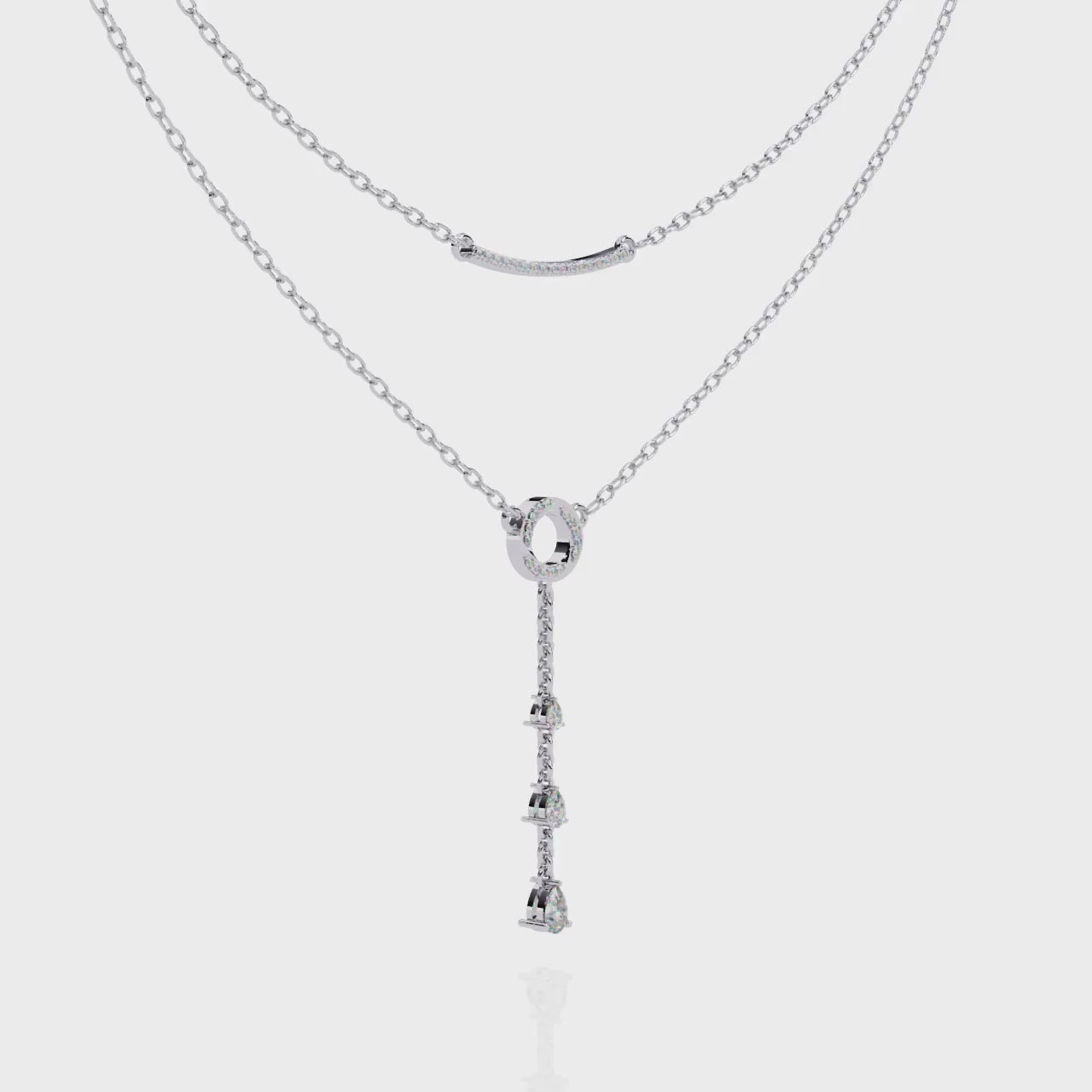 Geometric Diamond Layered Circle &amp; Bar Necklace | 925 Sterling Silver