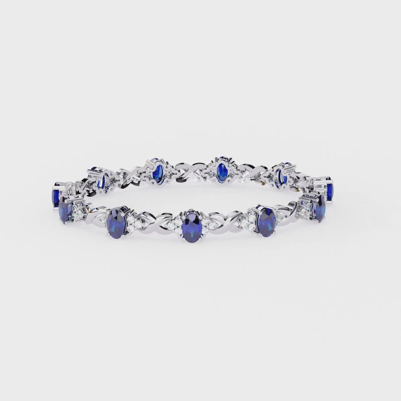 Midnight Blue Sapphire Look Silver Bracelet | 925 Pure Sterling Silver