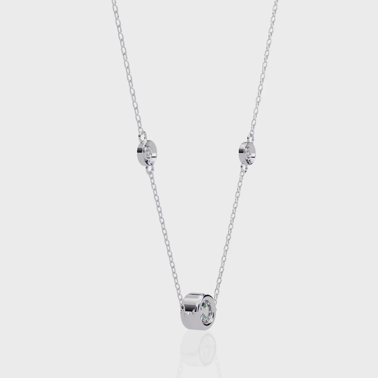 Celeste Trio Solitaire Station Necklace | 925 Sterling Silver