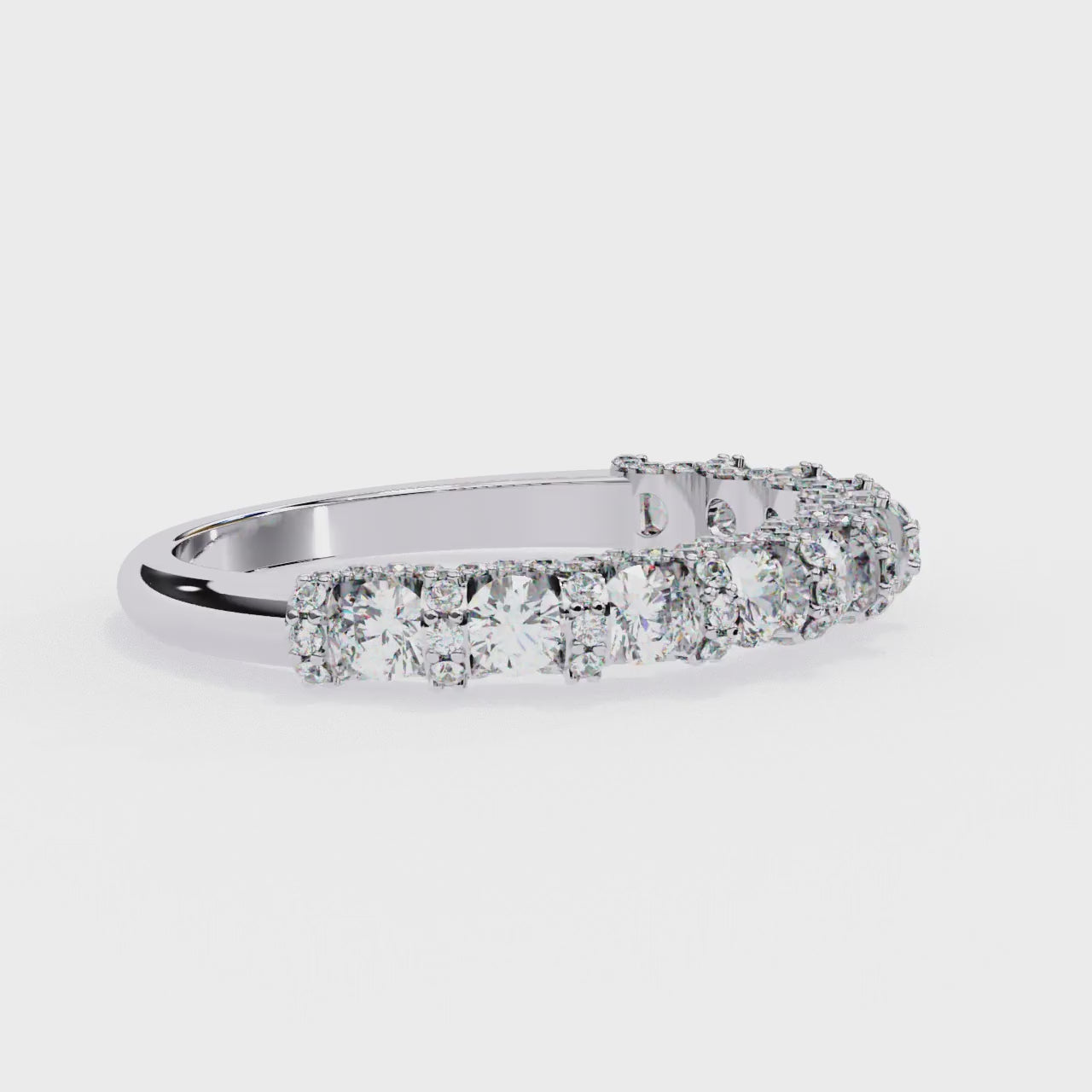 Radiant Round Half Eternity Ring | 925 Pure Sterling Silver