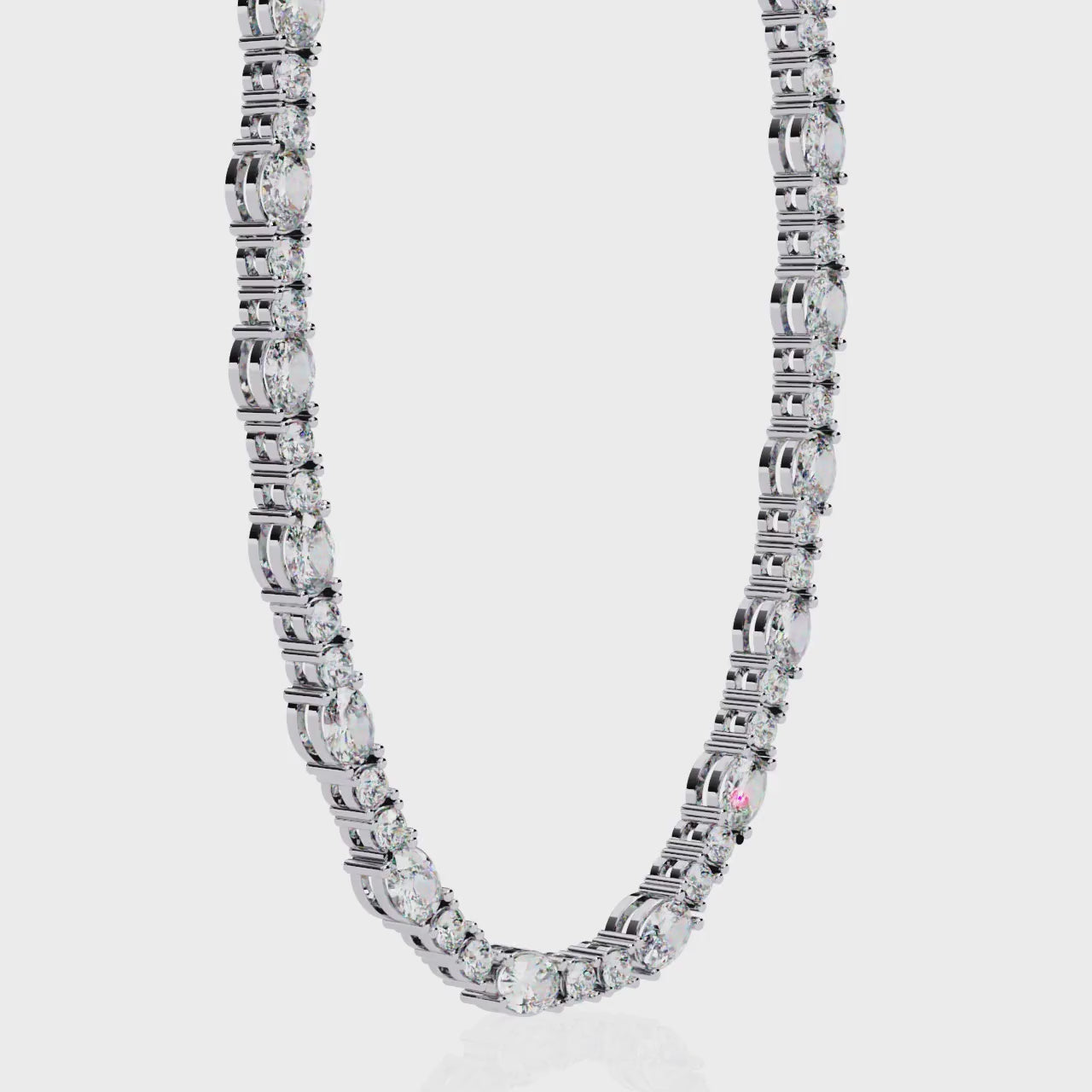 Classic Bezel-Set Oval &amp; Round Eternity Necklace | 925 Sterling Silver