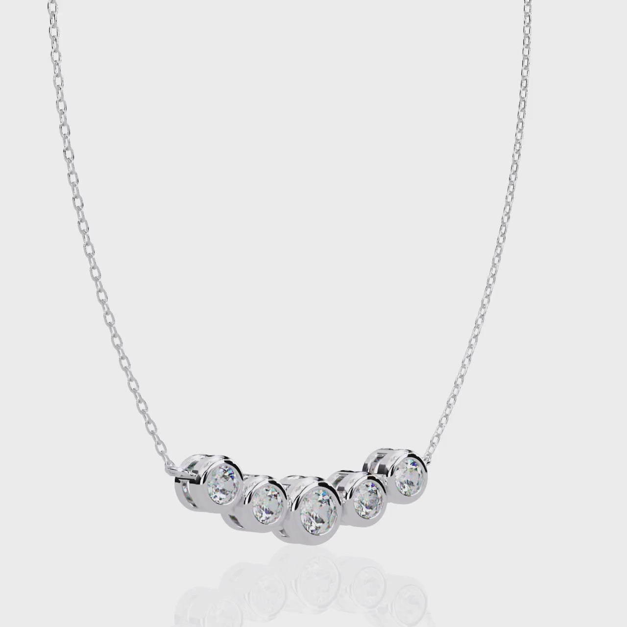 Five Stone Diamond Necklace in | 925 Sterling Silver