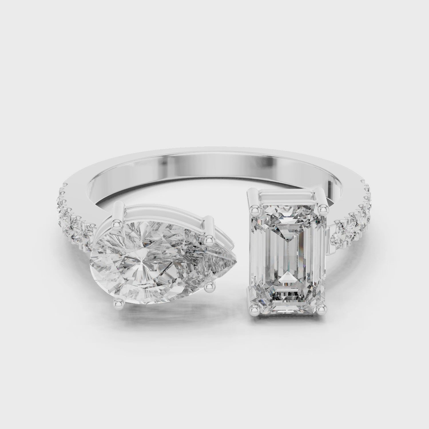 Oropé Classic Radiance Open Dual Stone Ring | 925 Pure Sterling Silver