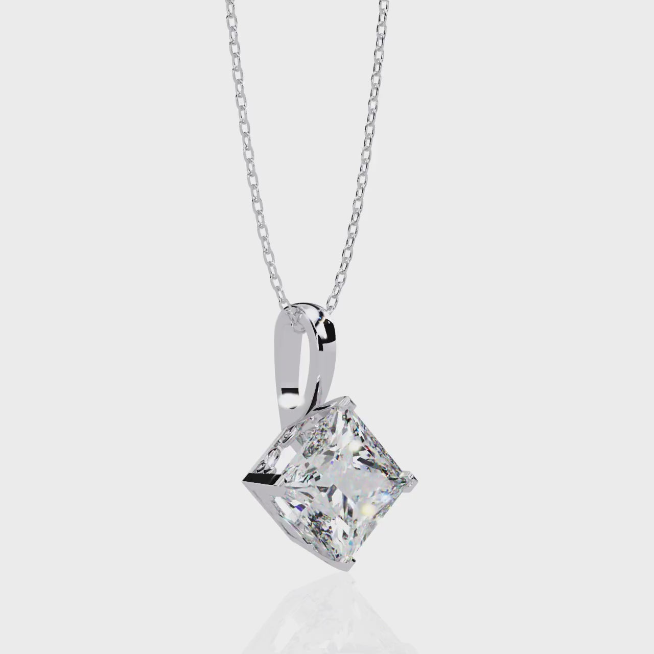 Eclipse Prism Square Solitaire Necklace | 925 Sterling Silver