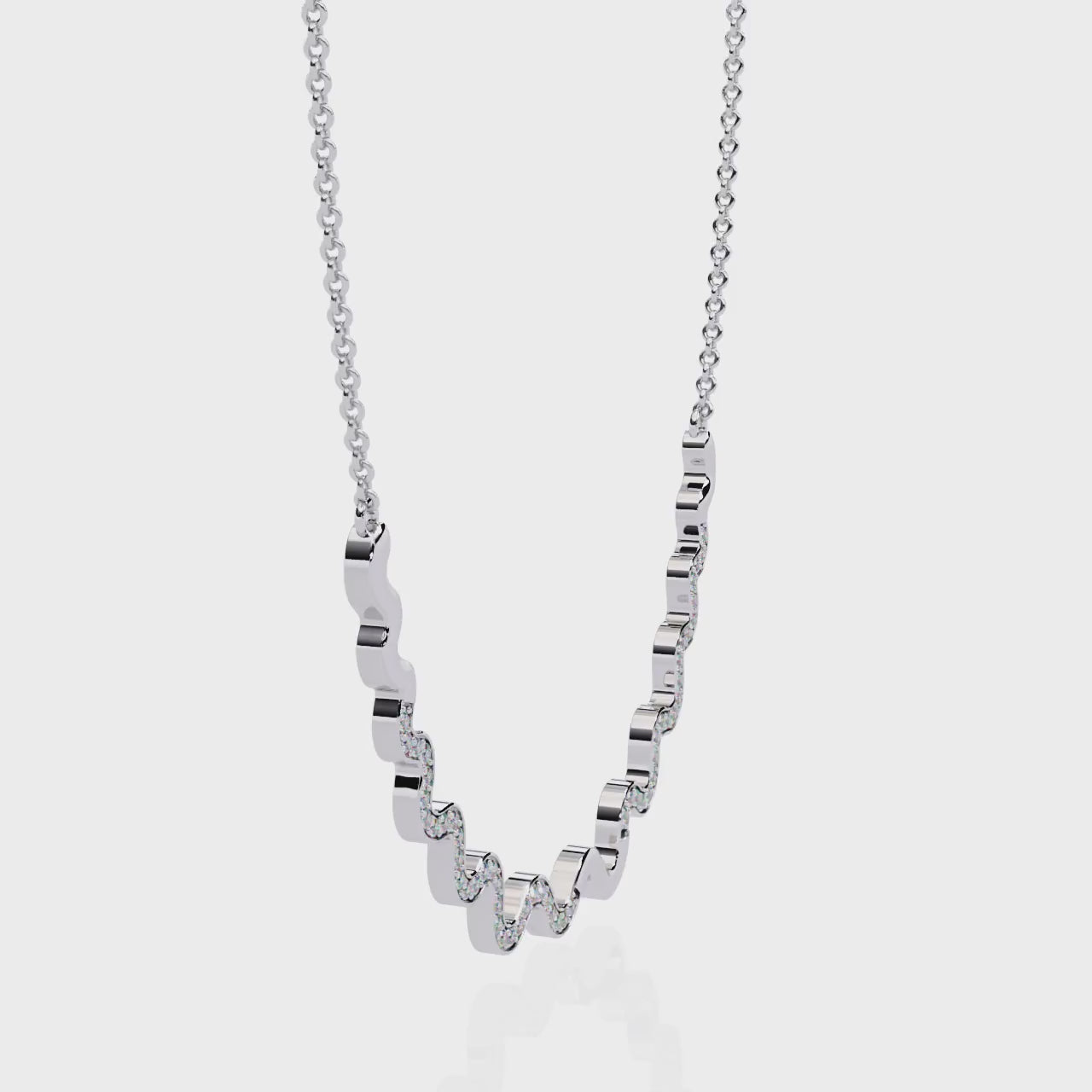 Serpentine Glow Wave Necklace | 925 Sterling Silver