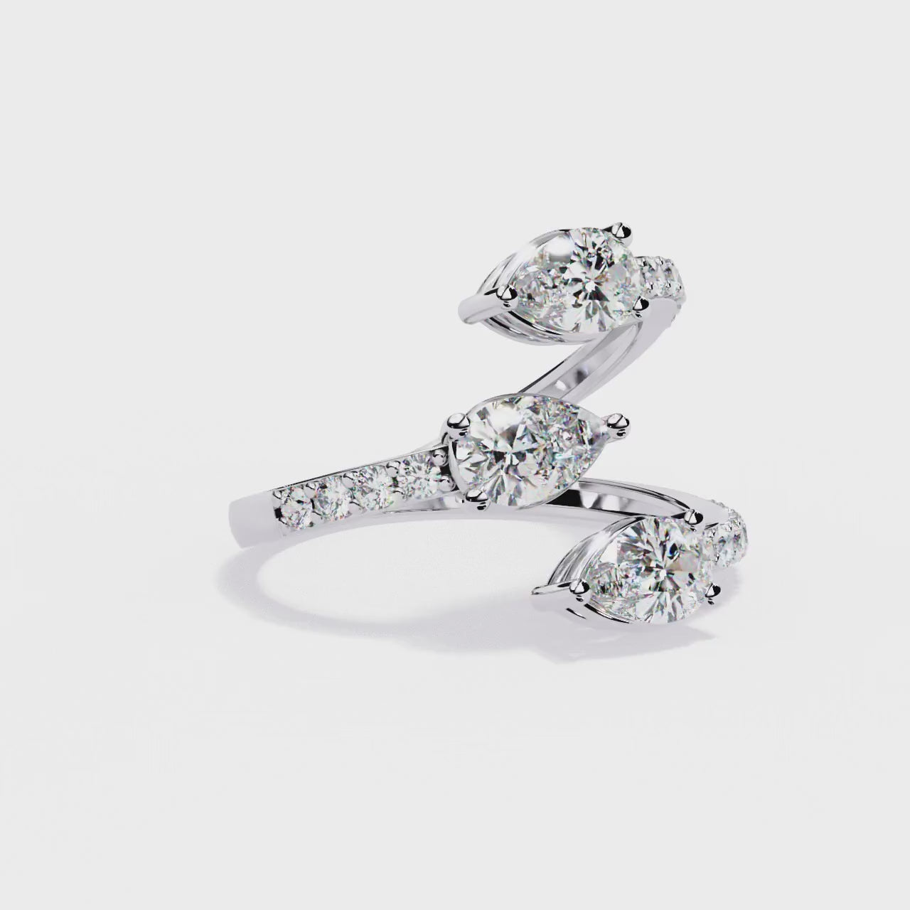 Aurora Pear-Cut Crossover Ring | 925 Sterling Silver