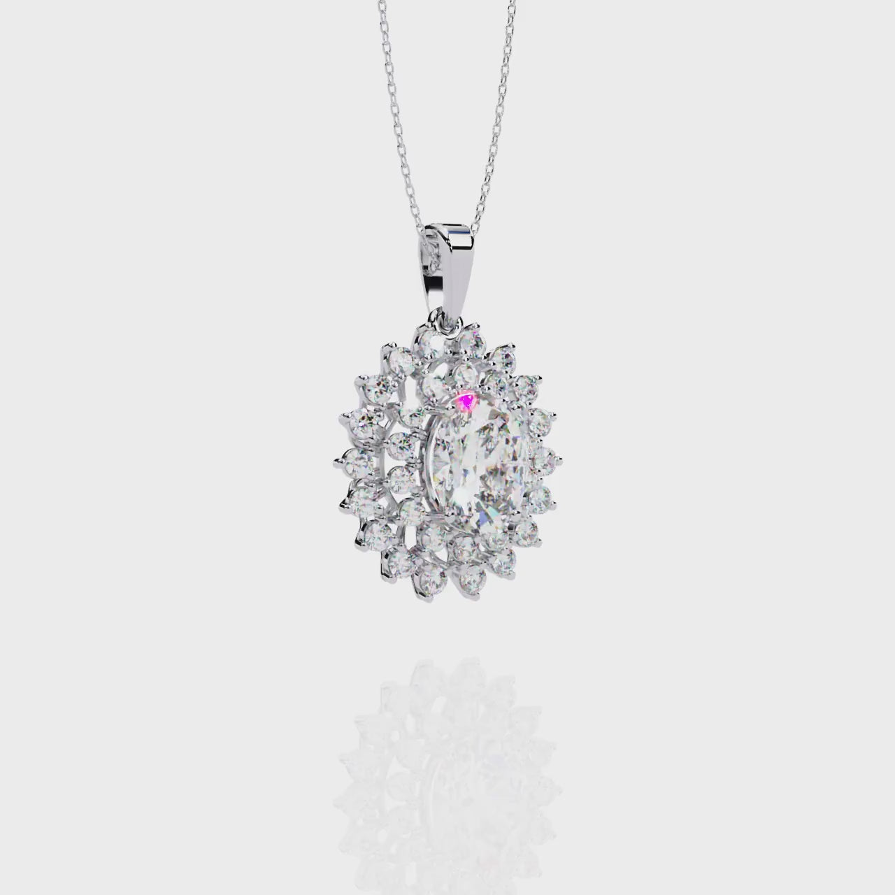 Flower Cluster Oval Shape Necklace | 925 Sterling Silver