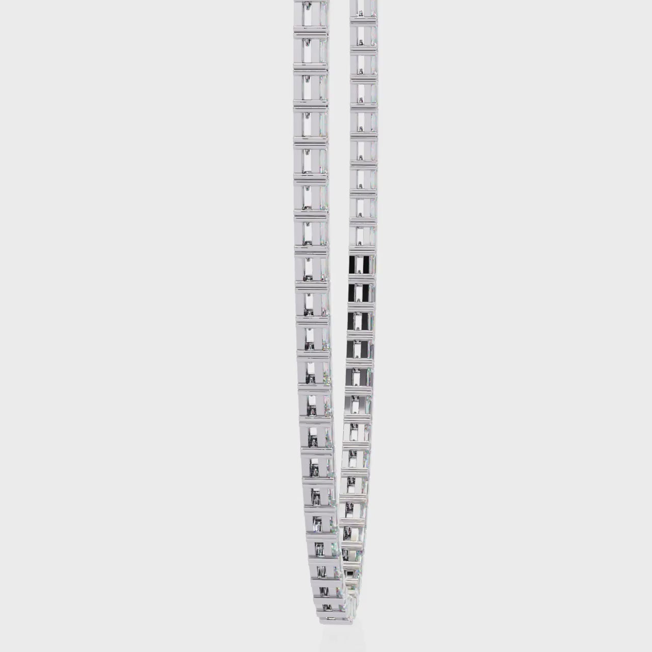 Baguette Cut Diamond Tennis Necklace | 925 Sterling Silver