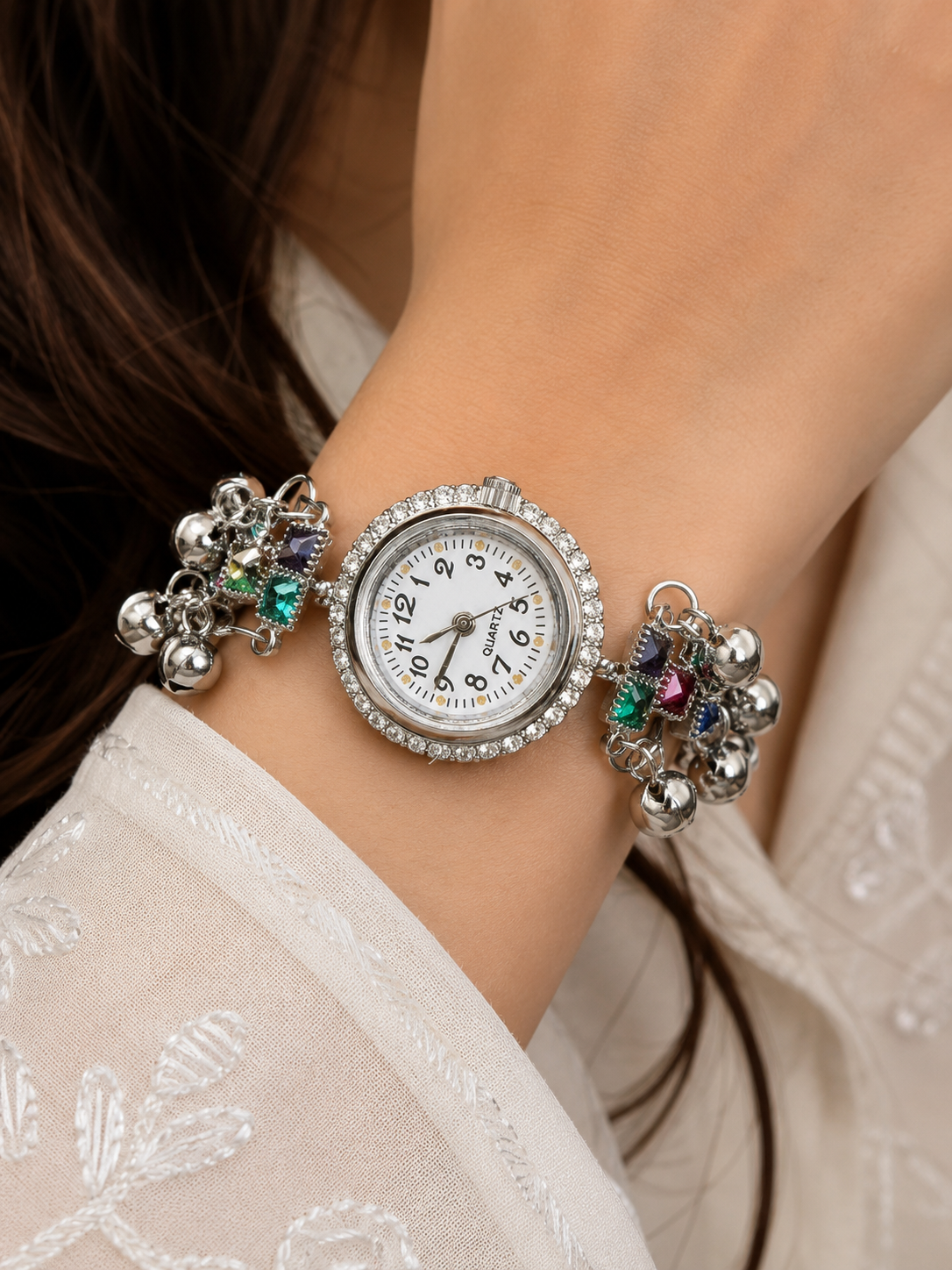 colorful square stone watch