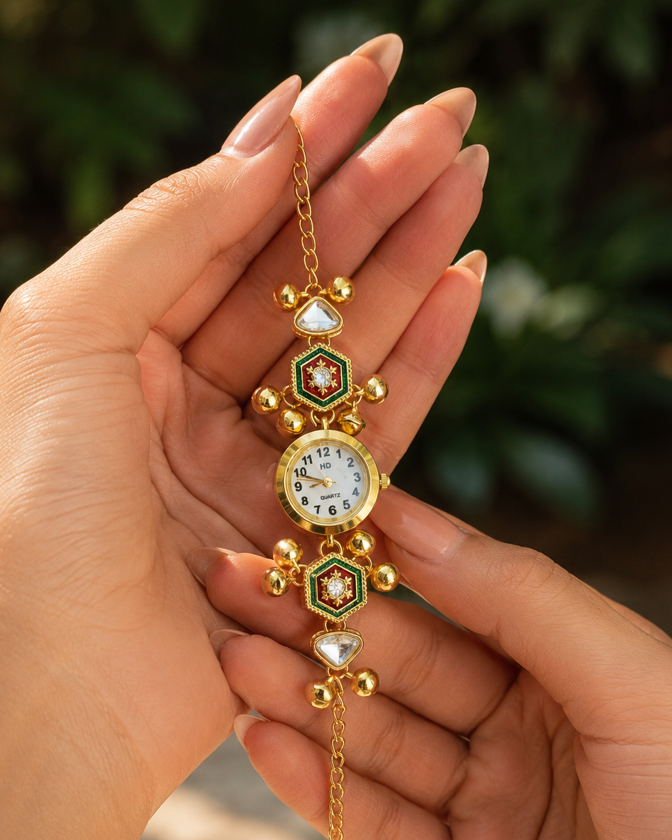 meenakari medallion watch