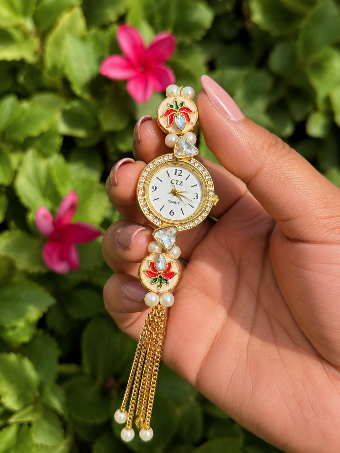 kundan watch with tassel