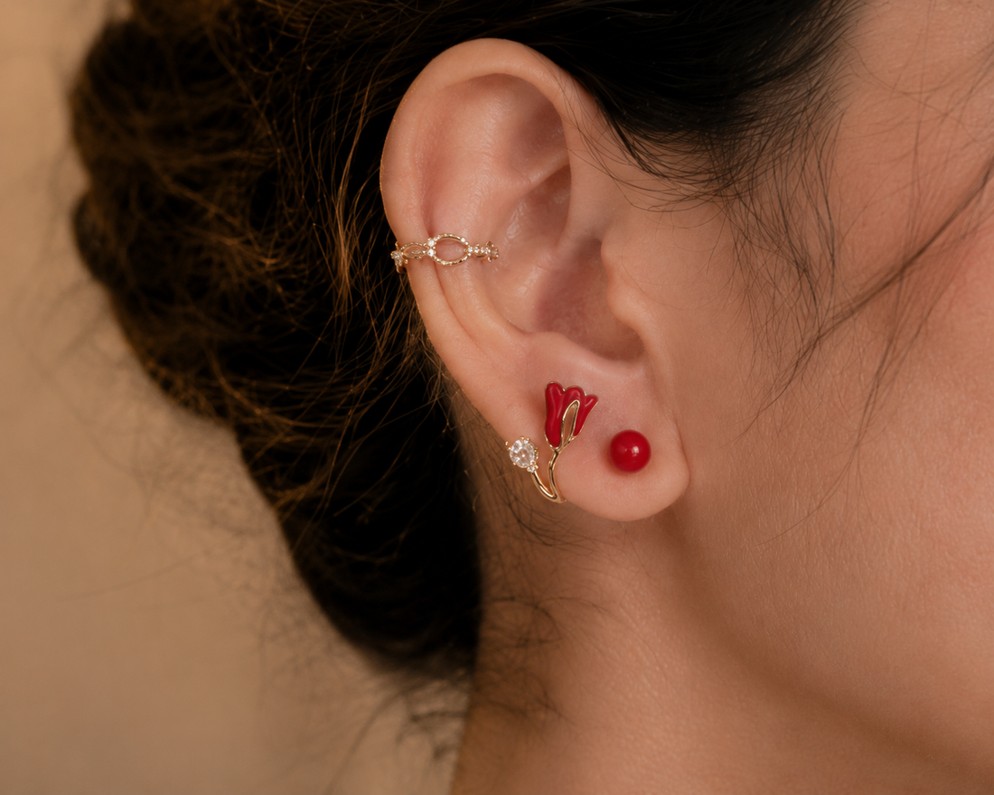 tulip stud earrings