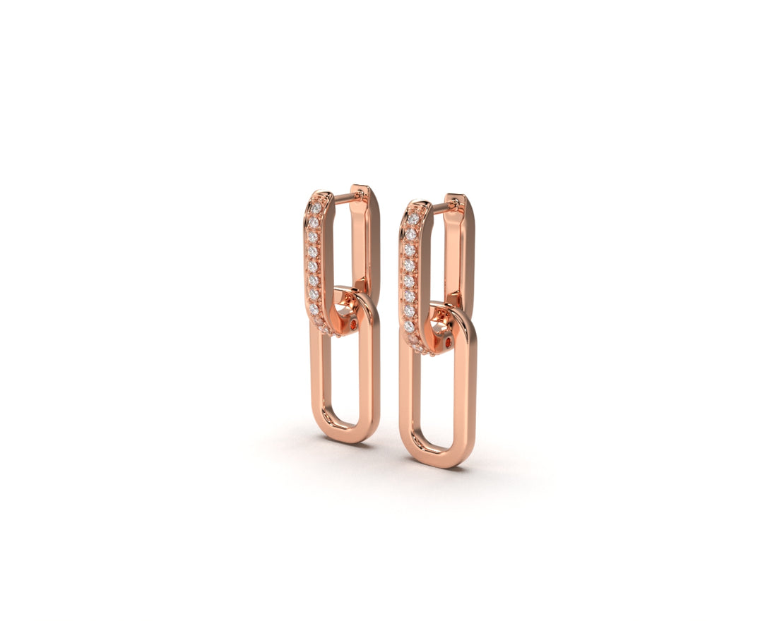 rose Gold link earrings with stone work