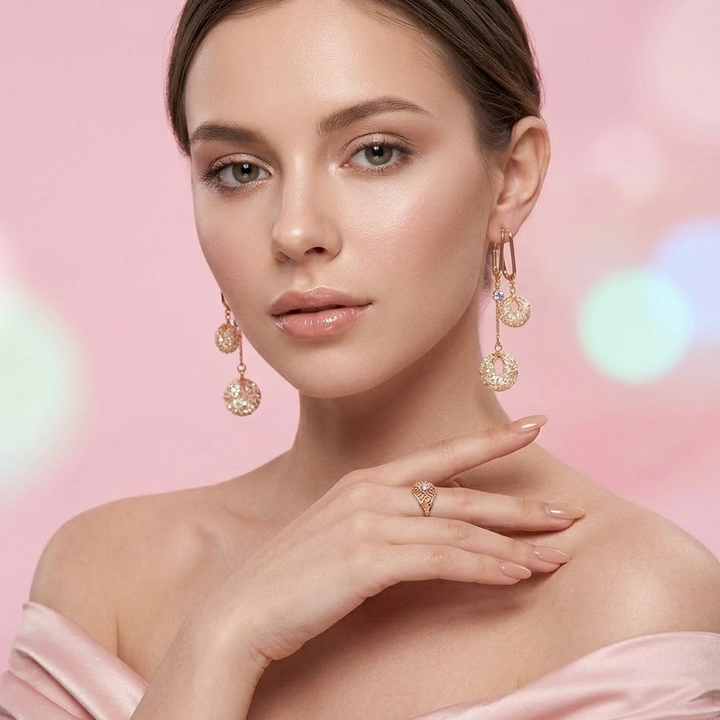 crystal charm drop earrings