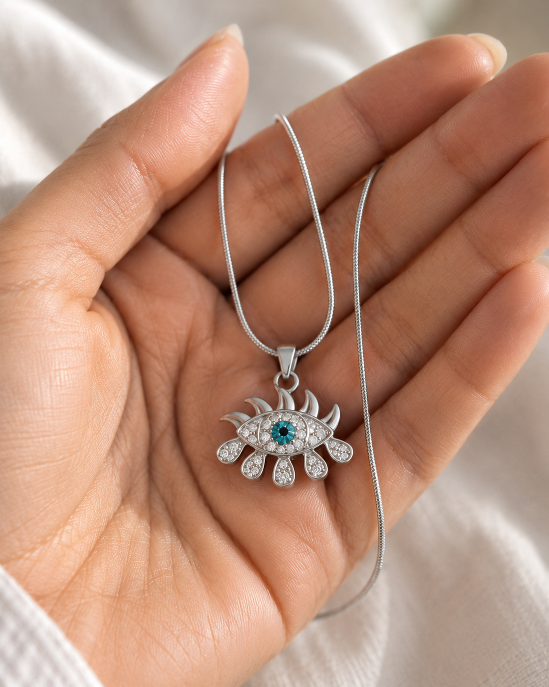 evil eye with lashes necklace