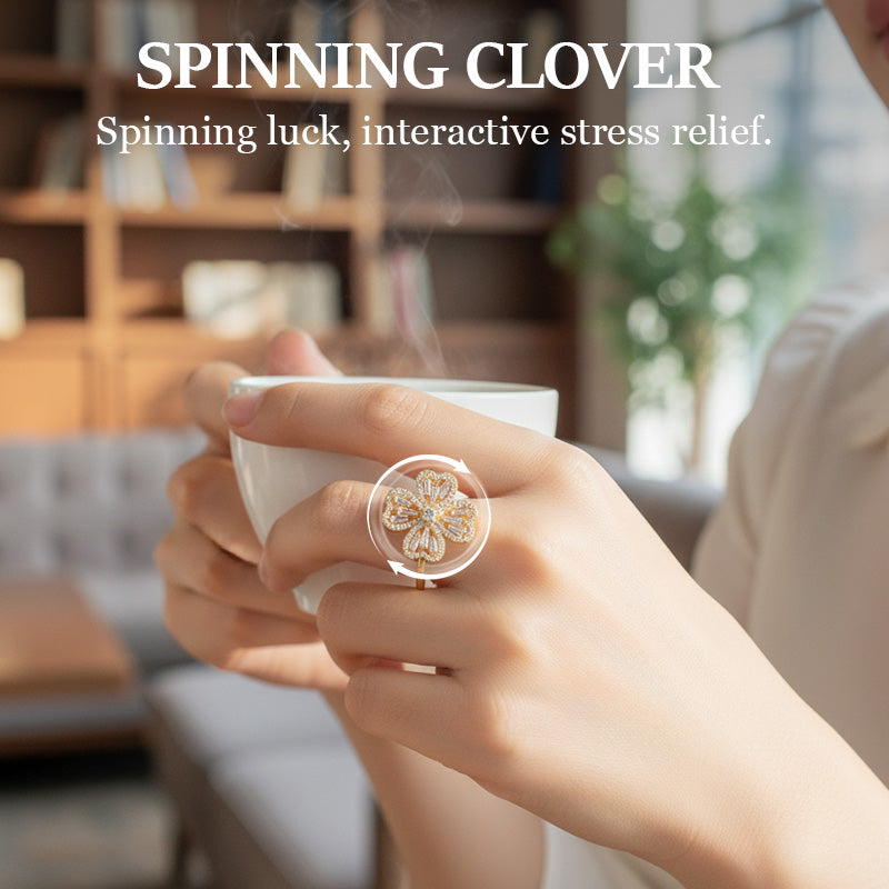 Orope's Four-leaf Clover Spin Ring | Made with 925 Pure Sterling Silver